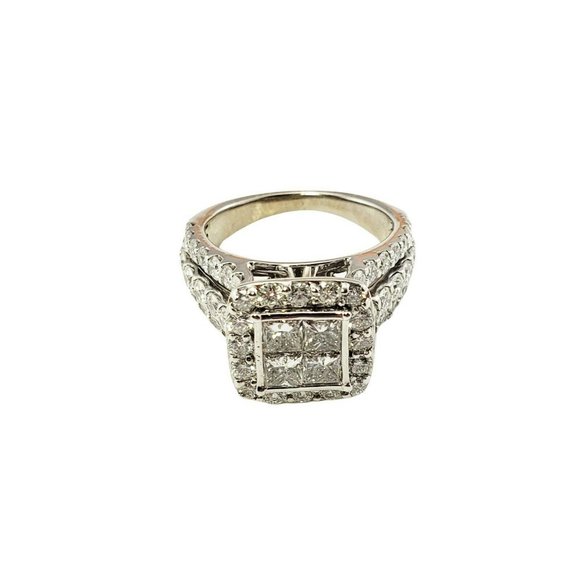 Vintage 14 Karat White Gold and Diamond Ring Size 6.5 #11381 - Picture 3 of 9